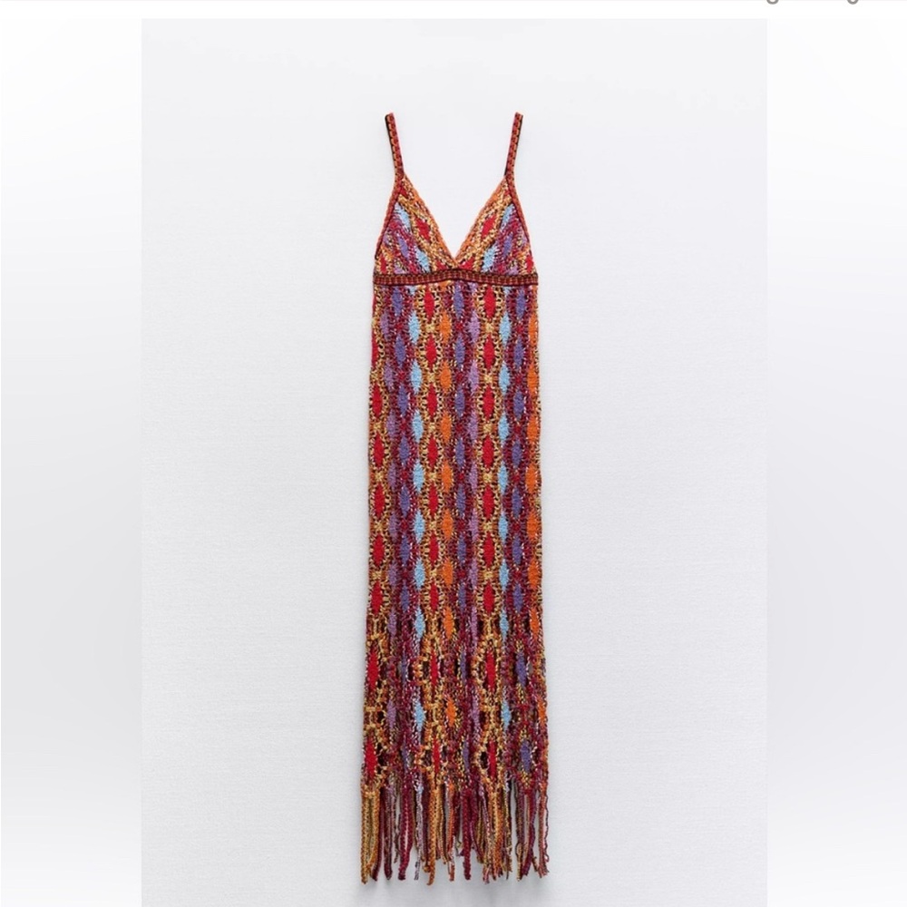 Zara Colorful Crochet Maxi Dress